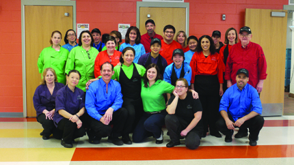 Group photo of the Malden High School lunch team. 