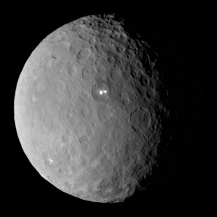 Dawn image of Ceres from 46,000 km, 19 February 2015. Photo courtesy of Wikimedia.
