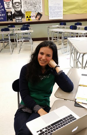 Ms.Brennan posing for her teacher highlight.