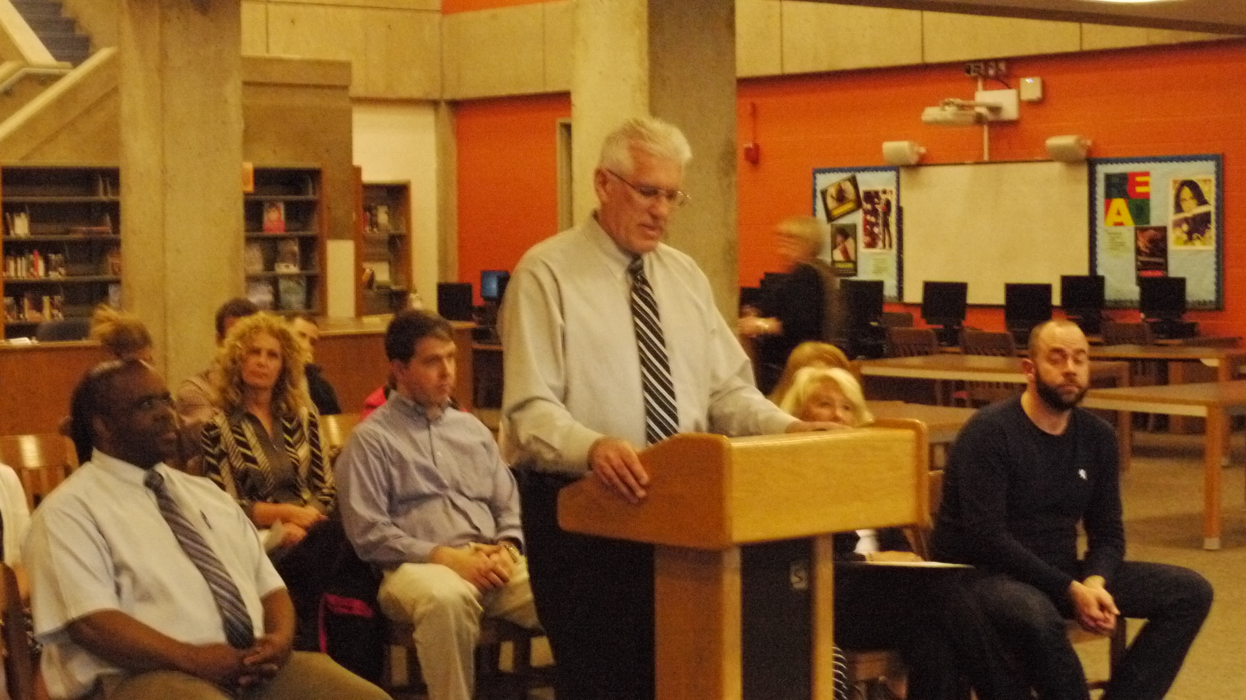 Principal Dana Brown addressing the panel. Photo by Jasper Haag.