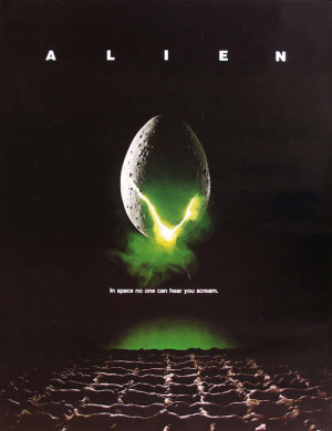 A movie poster from the 1979 horror smash hit "Alien"