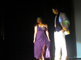 Seniors Olivia Verdone and Nick Hames wearing prom wear during the show.