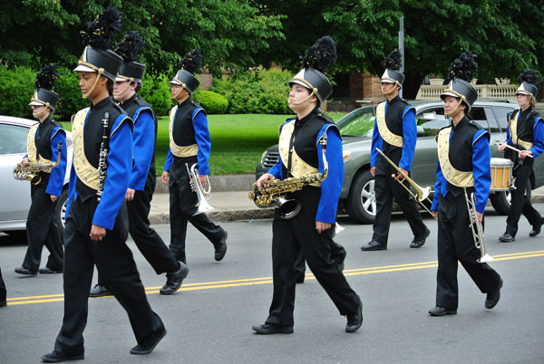 Malden High School Band members marching in the parade.
