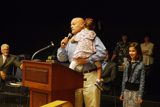 House Principal Christopher Mastrangelo presenting an award. Photo by Samuel Martinez.
