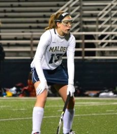 Senior Caitlyn Leonard prepping herself to receive the ball during a game. Photo by Jesaias Benitez. 