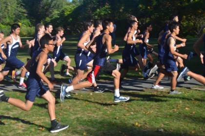 The Malden boys cross country team during their meet against Somerville. Photo by Abhishek Rana.