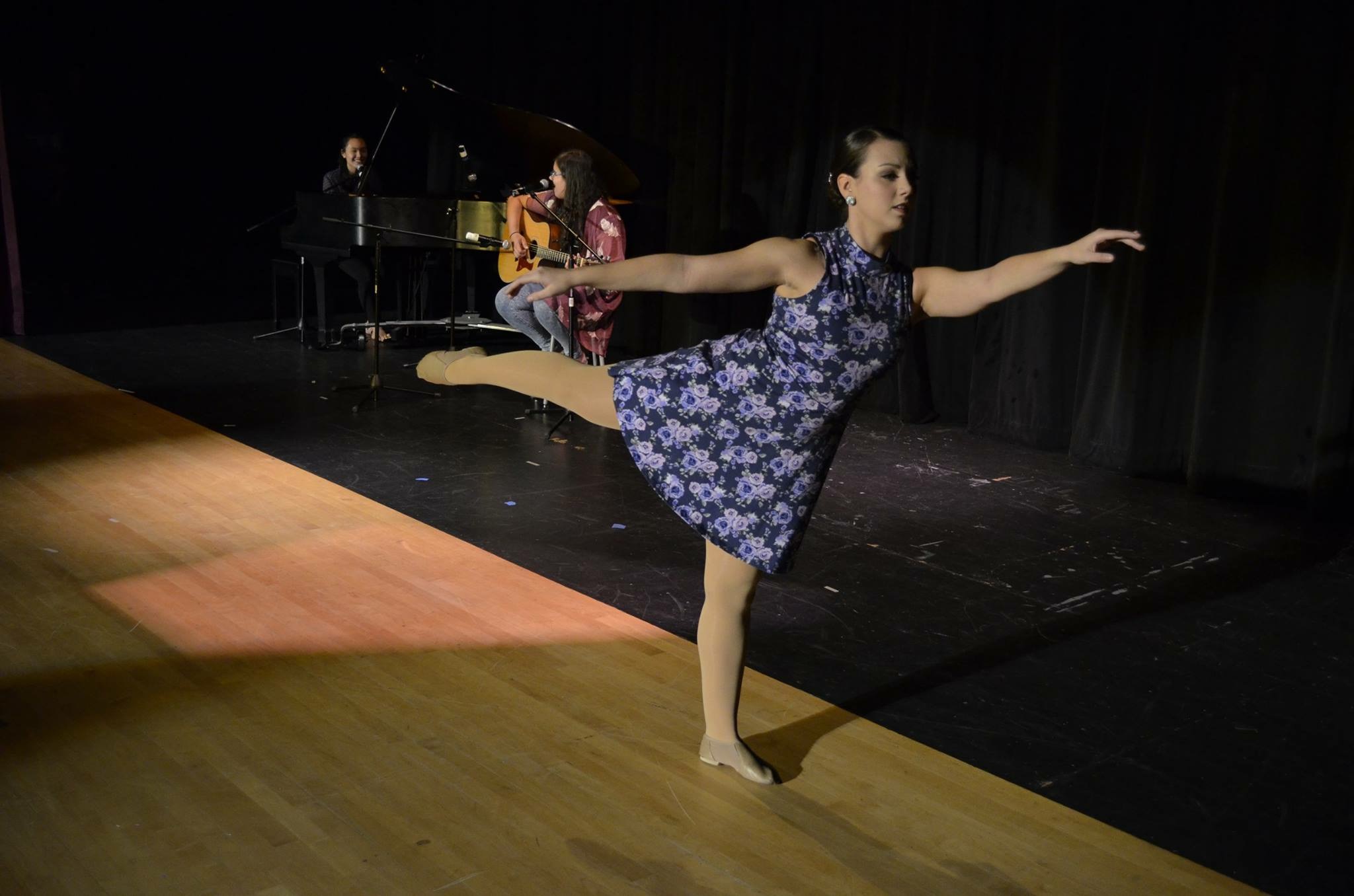 From the left, Seniors Madeline Lam, Sarah Vieira, and Ashley Vieira are pictured performing a singing and dancing trio. Photo by Danielle Copson.