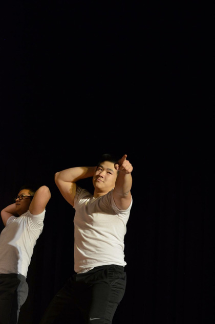 Senior Allen Liang performing in the dance group Airbound. Photo by Danielle Copson.
