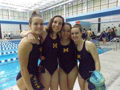 From left to right: Juniors Felicia Lombardi, Brynn Kankel, freshman Agatha Silva, junior Caroline Fitzgerald. Photo by Ana Kerr. 