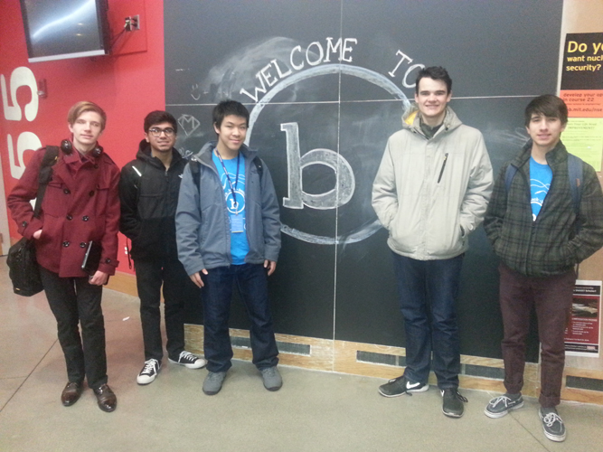  From left to right, Will Duggan, Mohsin Qureshi, Bailey Wong, Jasper Haag, and Ricky Cordero are pictured at MIT’s Blueprint event. Photo provided by Paul Marques. 