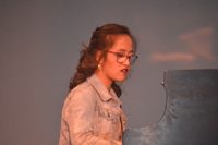 Junior Leah Tramondozzi playing the piano in JVs. Photo by Jesaias Benitez. 