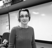 Math teacher Genoveva Mateeva posing for a picture. Photo by Felicia Fallano. 