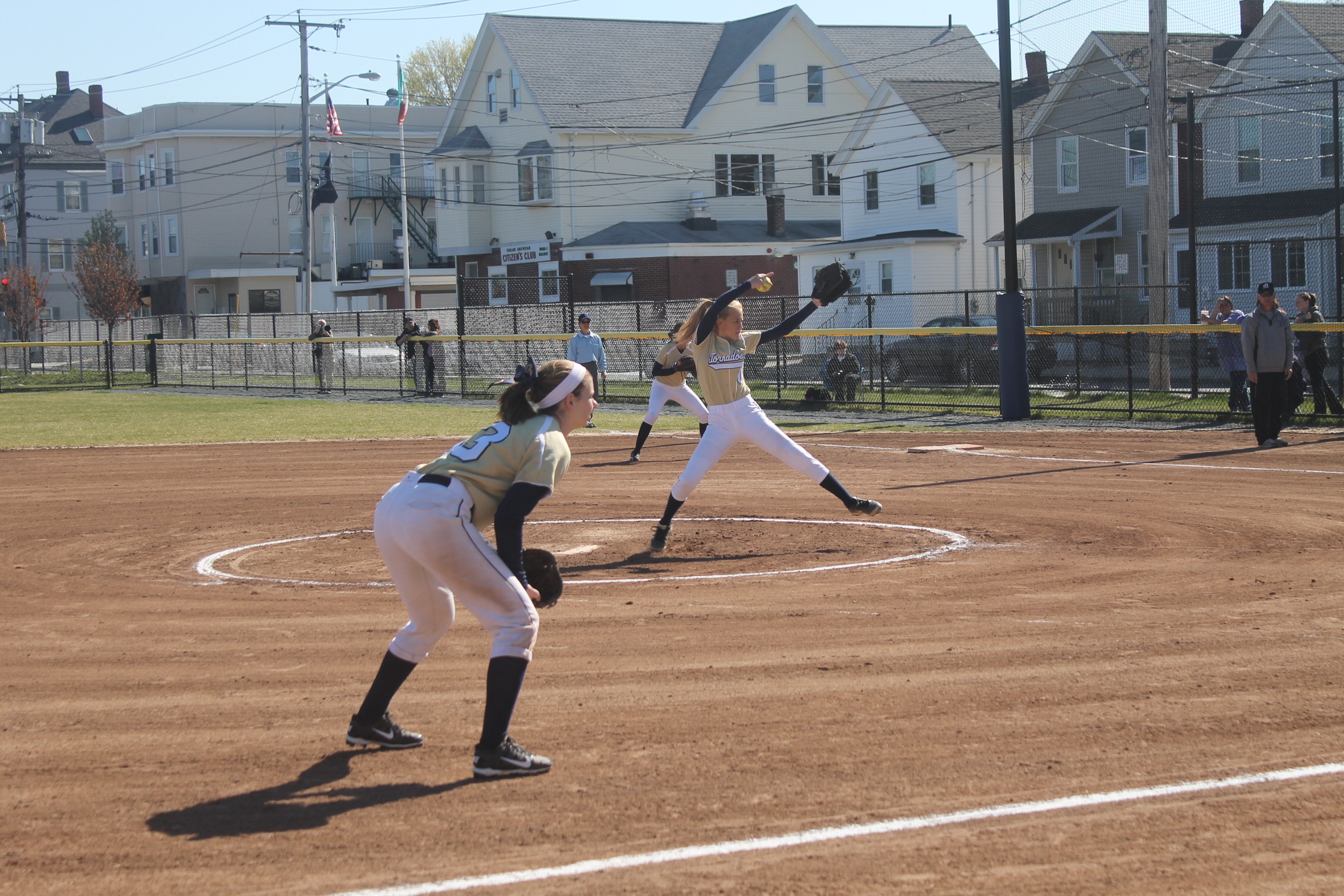 Senior Alexis Brown pitching the ball. Photo by Nada Tuffaha 