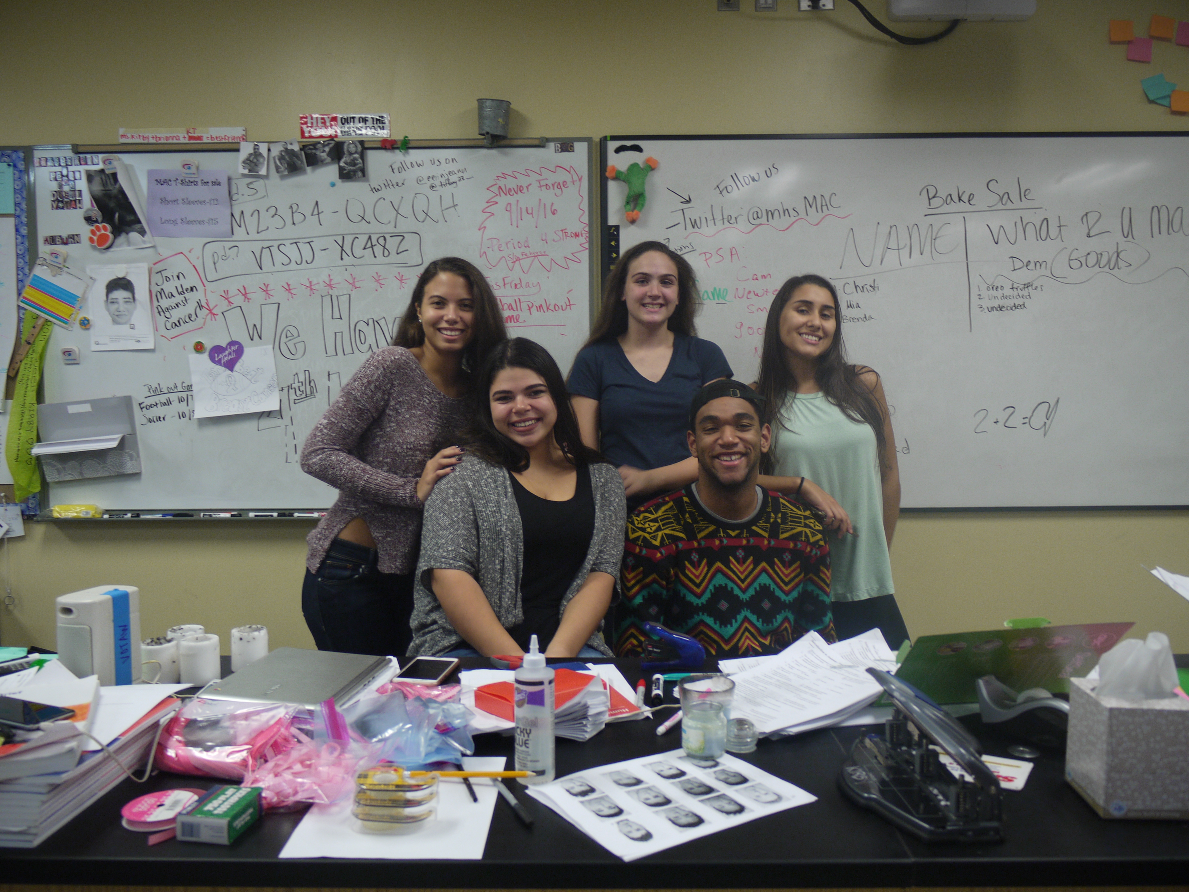 From left to right: senior Grace Melo, junior Tiffany Tortora, and seniors Giovana Vidal, Alinny DeAndrade. Photo taken by Josandy Jeune. 