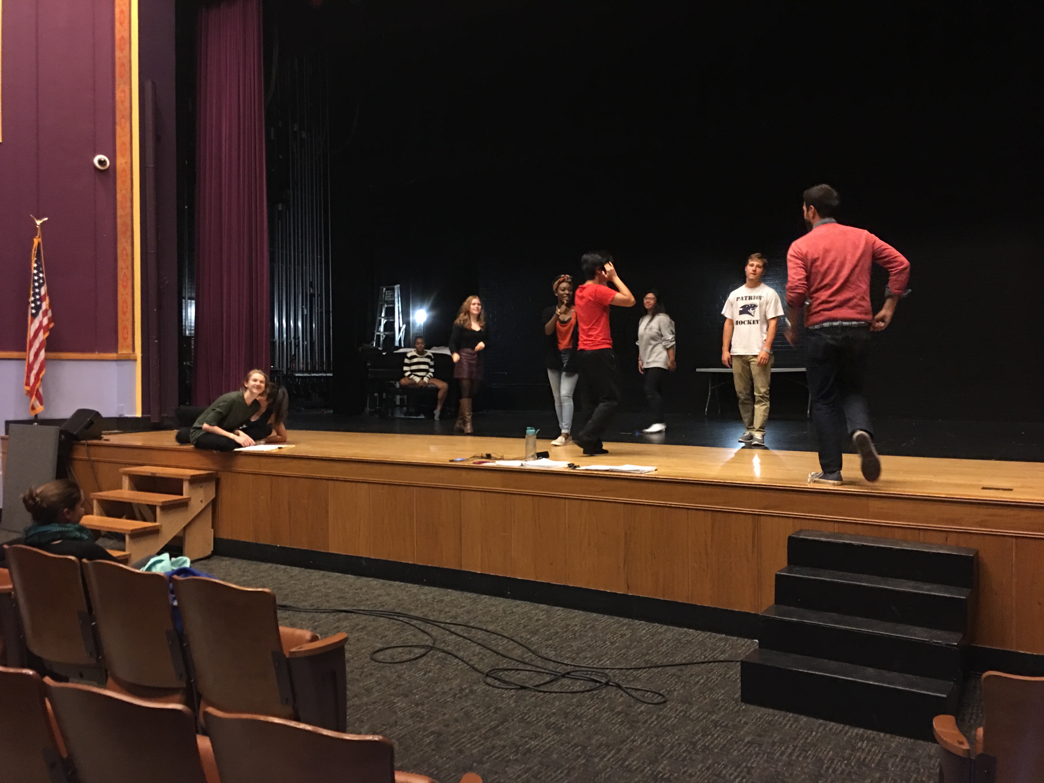 Play Production actors learning a new dance. Photo taken by Ailin Toro. 