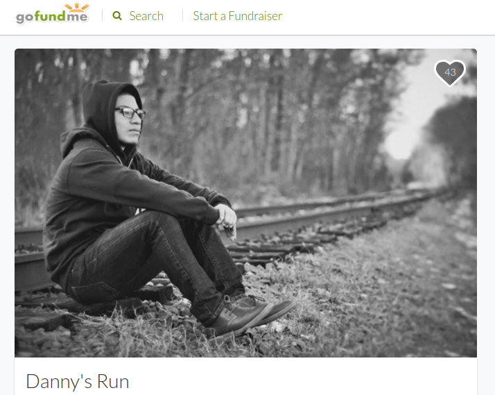 Screenshot of the GoFundMe page for Danny's Run.