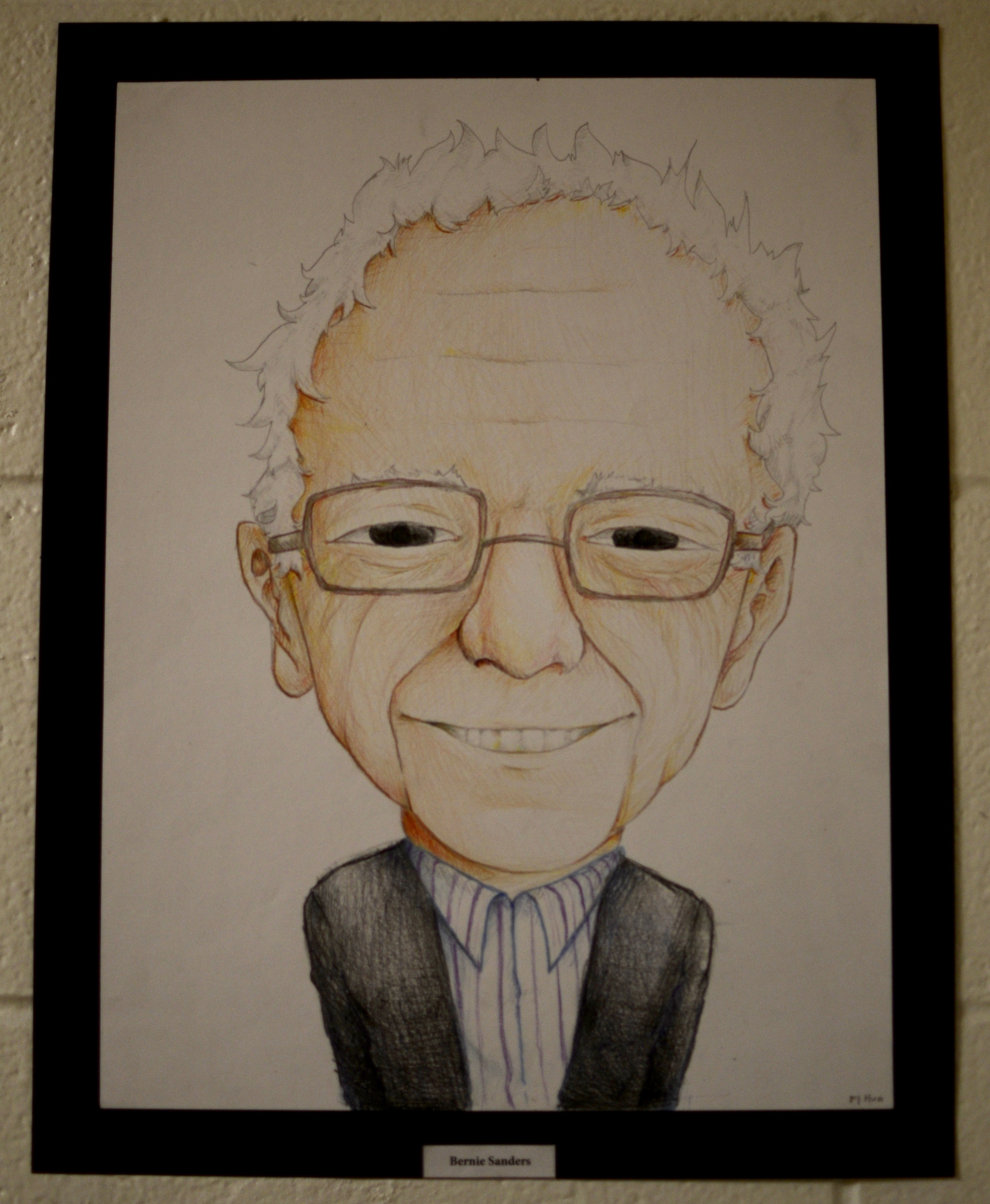 Portrait of Bernie Sanders by Mr. Luongo's Studio 2 Honors class. Photo taken by Ryan Hames. 