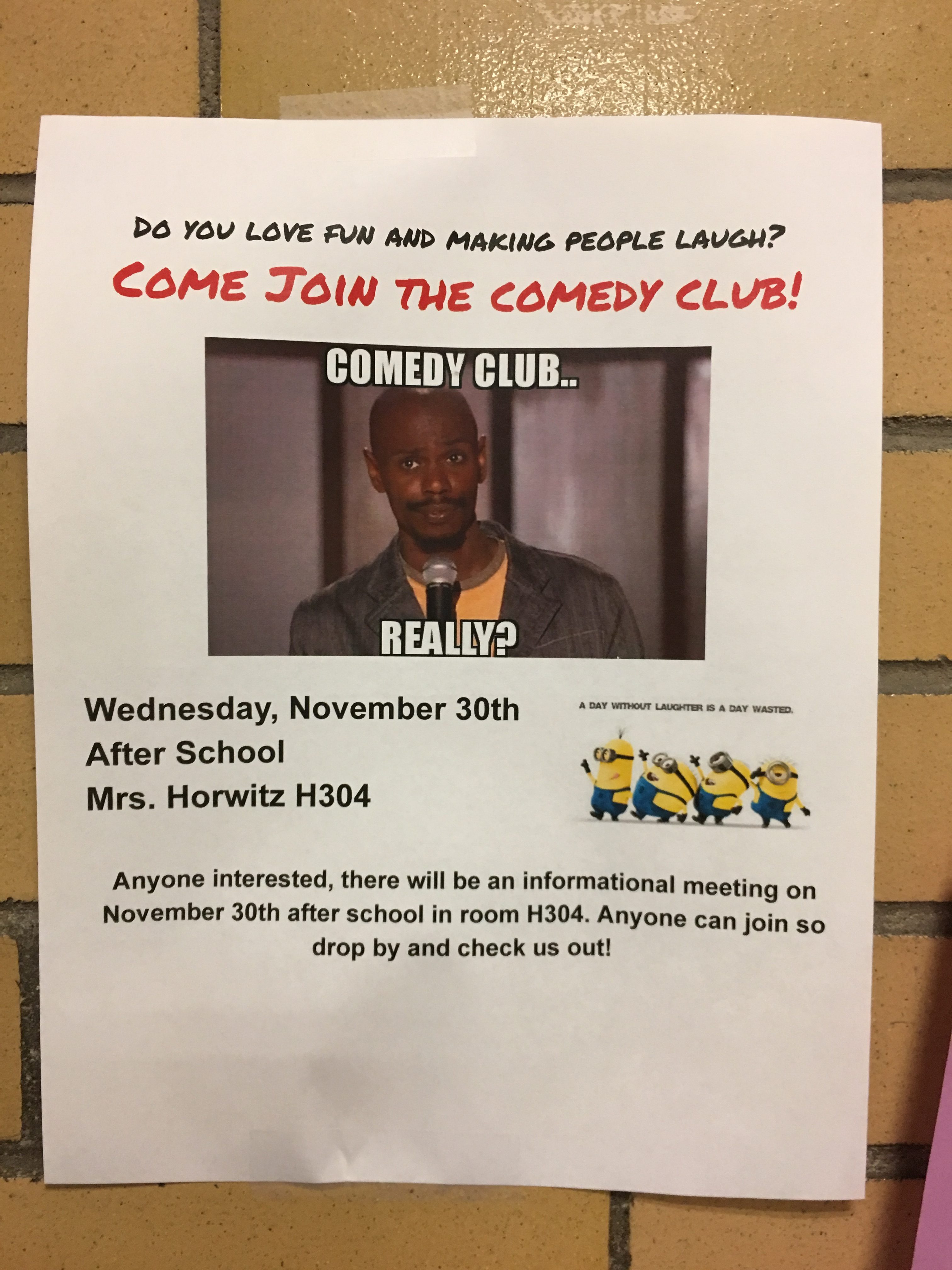  Posters hung up in promotion of Comedy Club. Photo by Ailin Toro.