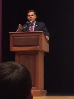 Mayor Gary Christenson speaking. Photo by Michelle Yin.