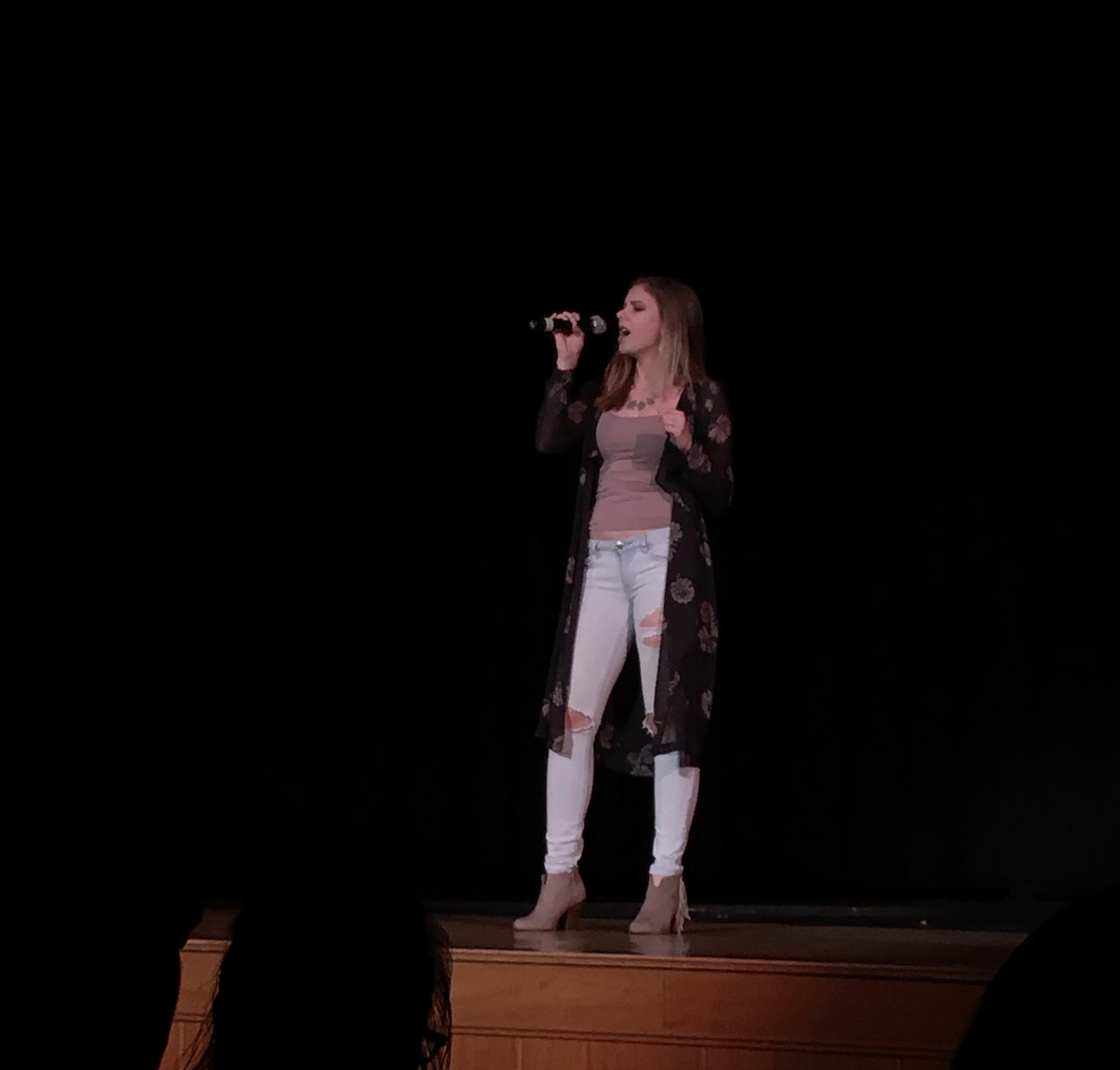 Senior Caitlyn Leonard singing "She Used to Be Mine" by Sara Bareilles. 