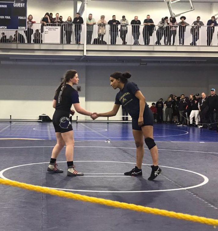 Sophomore Yohanni Costa shakes hands with her opponent before her final match. Photo submitted by Costa