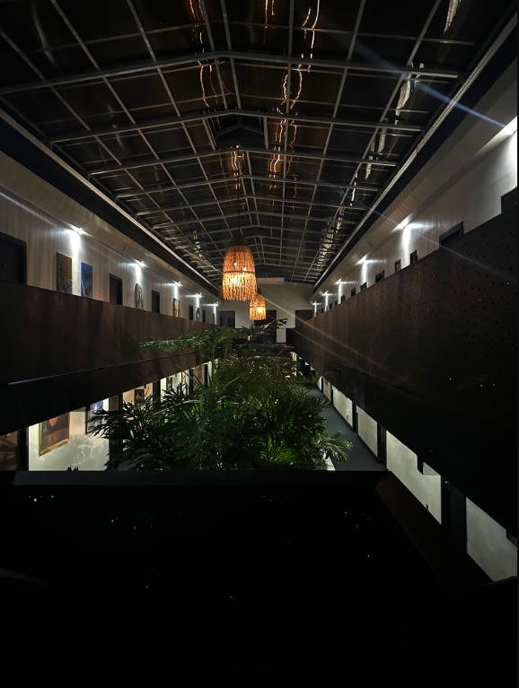 Night time view from the inside of KC Hotel in San Jose. THOMAS TIERNEY