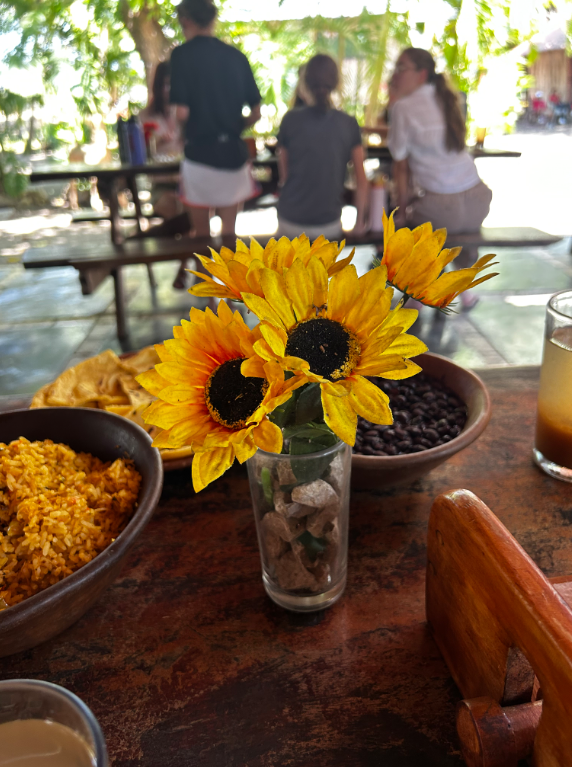 A delicious lunch, complimented with a humble centerpiece. THOMAS TIERNEY