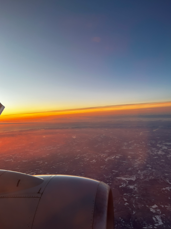 Sunrise from inside the plane ride to Costa Rica. THOMAS TIERNEY